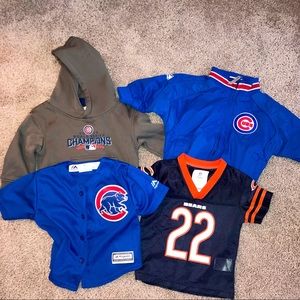 Chicago teams set - toddler-sized jacket, jerseys, & world series sweatshirt